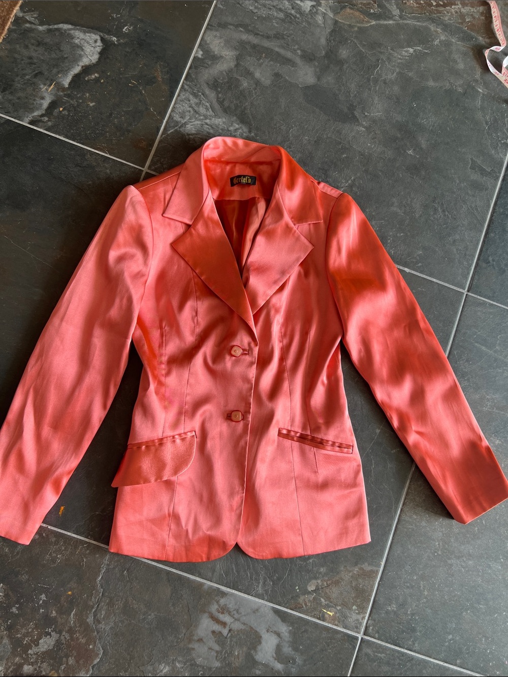 Peach satin blazer